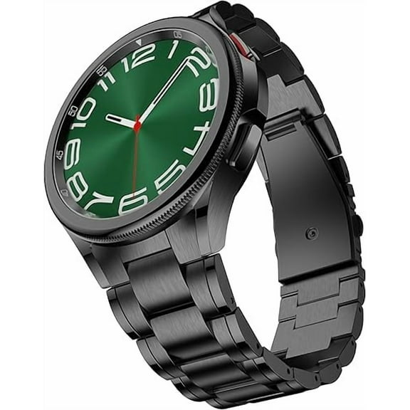 Gapless Metal Band, Compatible with Samsung Galaxy Watch 4, 5, 6, 7 20mm Bands, Men's Solid Stainless Steel Band, Business Replacement Band (Black)