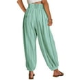 thumbnail image 4 of Homenesgenics Short Pant for Women Plus Size Clearance Womens Short Casual Elastic High Waist Solid Color A-Line Long Pants with Pocket/(Green,XL), 4 of 8