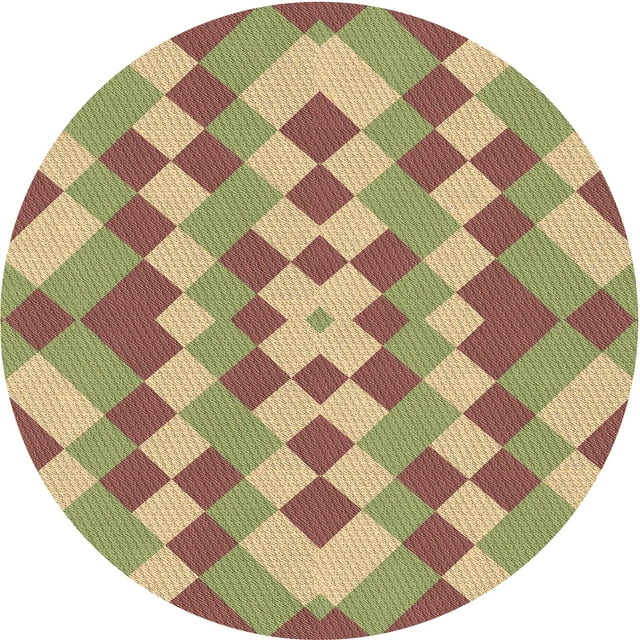 Ahgly Tapis Rond Lavable en Machine Intérieur Transitionnel Rouge Châtaigne, 7 Pieds Rond