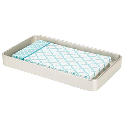 mDesign Modern Decorative Metal Guest Hand Towel Storage Tray Dispenser