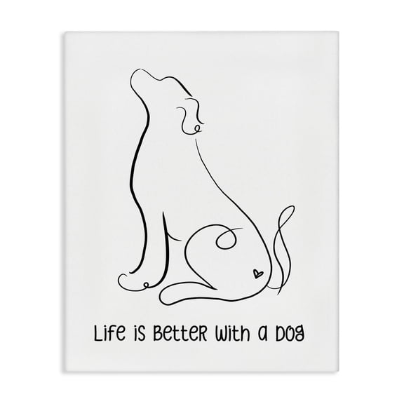 Stupell Industries Scandinavian Life's Better With Dog Minimal Pet Line Drawing Canvas Art, 30 x 40, by Anna Quach