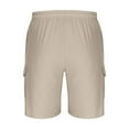 thumbnail image 3 of IYTR Cargo Shorts for Men Loose Fit Elastic Waist Summer Sports Drawstring Workout Casual Straight-leg Work Pants Classic Solid Color Shorts Khaki, S, 3 of 4