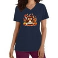 thumbnail image 2 of Haivin Women's V-Neck Short Sleeve Top, Thanksgiving Themed with Dual Pockets, Comfortable Workwear Uniform for Healthcare and Daily Use, 2 of 7