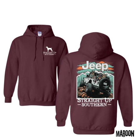 Straight up southern X Jeep . Made to Explore Front and Back Print Comfort Pullover Underwear Women Tops Unisex Comfort Hoodie, Color: Black, Size: L