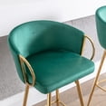 thumbnail image 5 of Hassch Counter Height Bar Stools Set of 2, Velvet Upholstered Dining Stools with Arms, Comfortable Seat and Sturdy Golden Legs (Green), 5 of 9