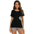 thumbnail image 5 of Women's Cotton Love Heart Short Sleeve T-shirt Tops+Shorts Pajamas Suit, 5 of 8