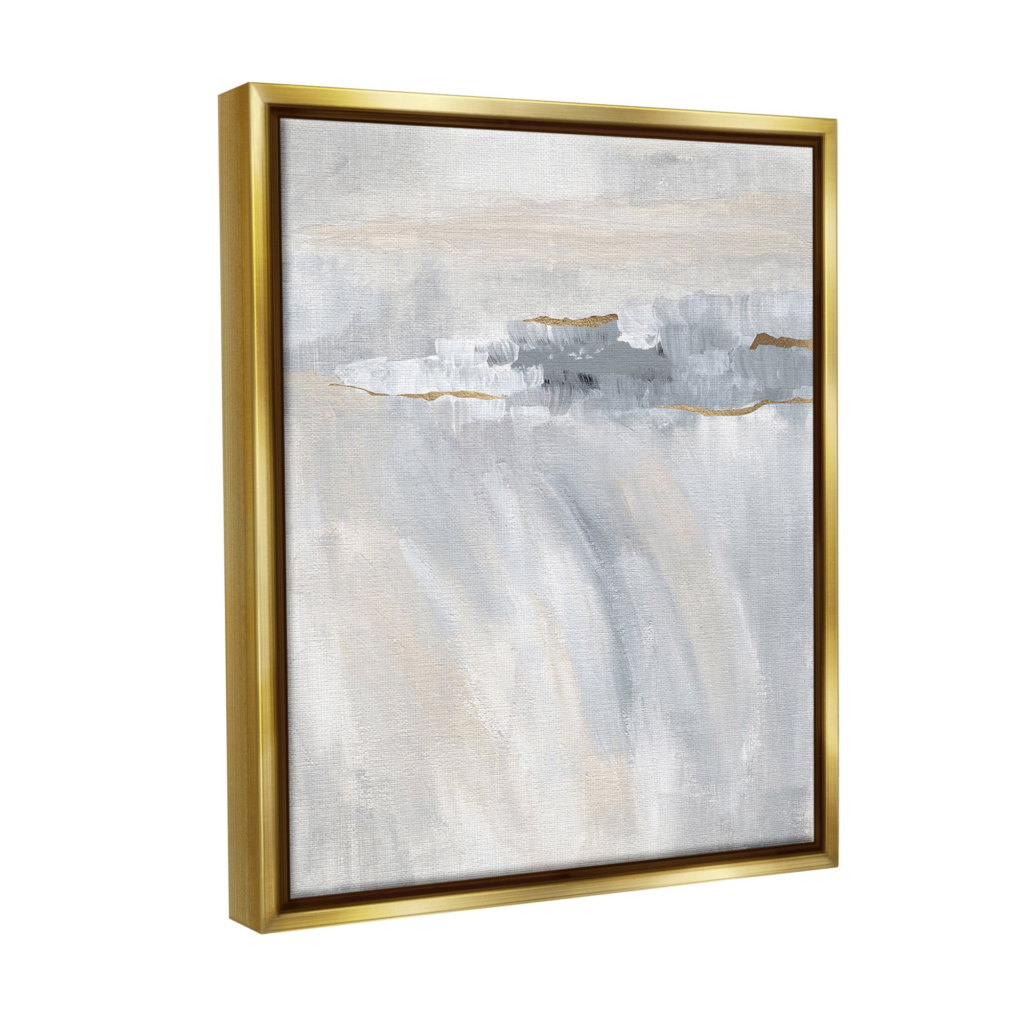 Stupell Industries Grey Abstract Movement Abstract Painting Gold Floater Framed Canvas Art Print Wall Art, 25 x 31