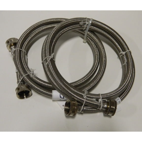 Frigidaire 6 Foot Stainless Steel Washer Fill Hose Kit - Two Pack with Color-Coded Ends