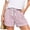 Pink, variant on Women's Striped Shorts Drawstring Elastic Waist Bottoms with Side Patch Pockets Cuffed Hem Lightweight Fabric for Beach Daily Walking