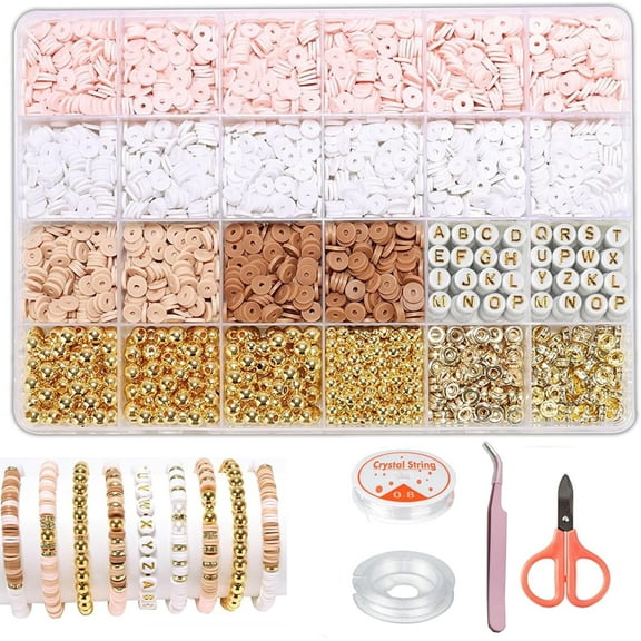 MAOQIAN 3120pcs Clay Beads for Bracelet Making Kit 4 Colors Clay Beads