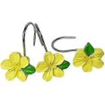 thumbnail image 3 of Juego de 12 hermosos ganchos de acero inoxidable para cortina de ducha con diseño de flores de resina (amarillos), 3 of 4