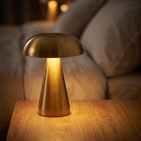 Tuvgenk Night Lights Eco Friendly Battery Desk Lamp Sturdy Table Lamp Metal Mushroom Fade-Resistant for Hallway, Garage