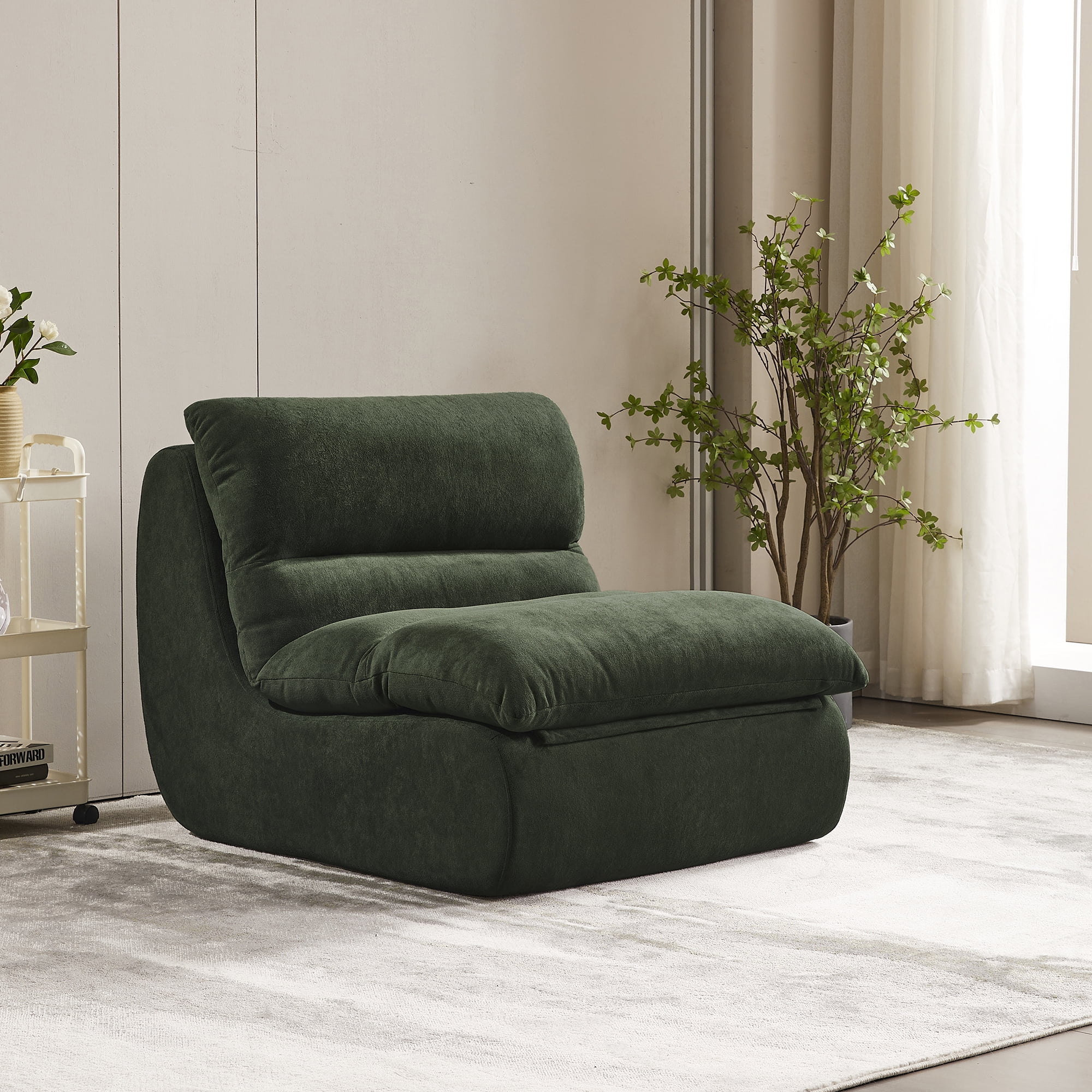 ConToose Green Cloud - like Lazy Sofa, Cozy Reading Retreat Lounge Chair, Ultra Soft Velvet Fabric Bean Bag Chair for Adults, Ideal Reading Spot with Ottoman for Living Room, Bedroom