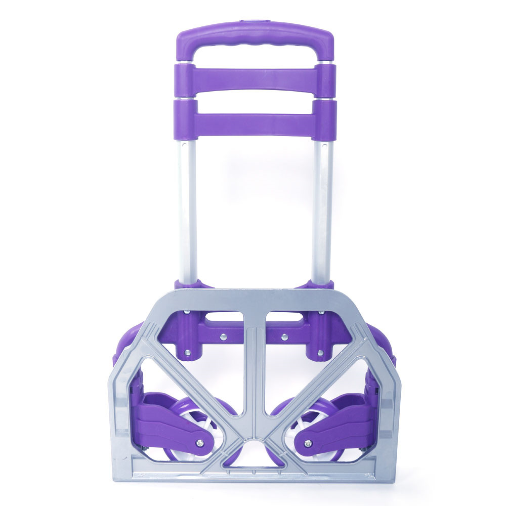 Tcbosik Portable Folding Hand Truck, Collapsible Aluminum Dolly for Travel, Moving and Office Use, 165lbs Capacity, Purple