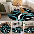 thumbnail image 5 of Round Area Rugs Collection 4 Ft, Turquoise Geometric Non-Slip Residential Carpet, Modern Abstract Aesthetic Striped Art Indoor Crawling Mats Runner Rugs for Living Room/Dining Room/Bedroom, 5 of 8
