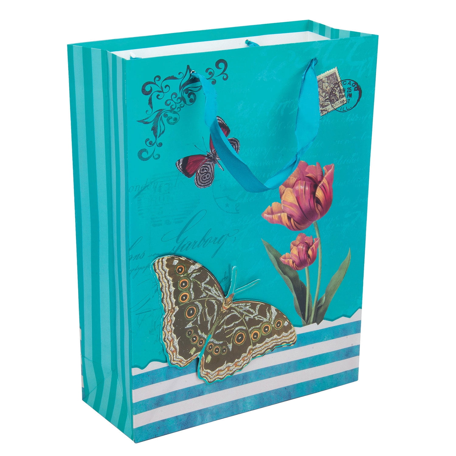 SumacLife Blue Vintage Butterfly Cocktail Design Gift Bag