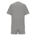thumbnail image 4 of YABCSAZ Oversize Outfits for Women Short Sleeved V Neck Tee Shirt Tops and Wide Leg Bermuda Shorts Casual Loose Solid Color 2 Piece Sets, 4 of 5