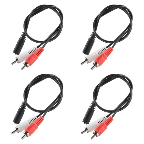 4piezas 3.5mm Hembra Estereo A 2 Macho AV Cable de Audio Aux Adaptador de Alambre