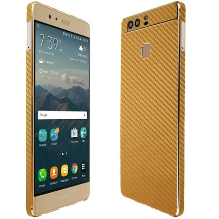 Skinomi Gold Carbon Fiber Skin & Screen Protector for Huawei P9
