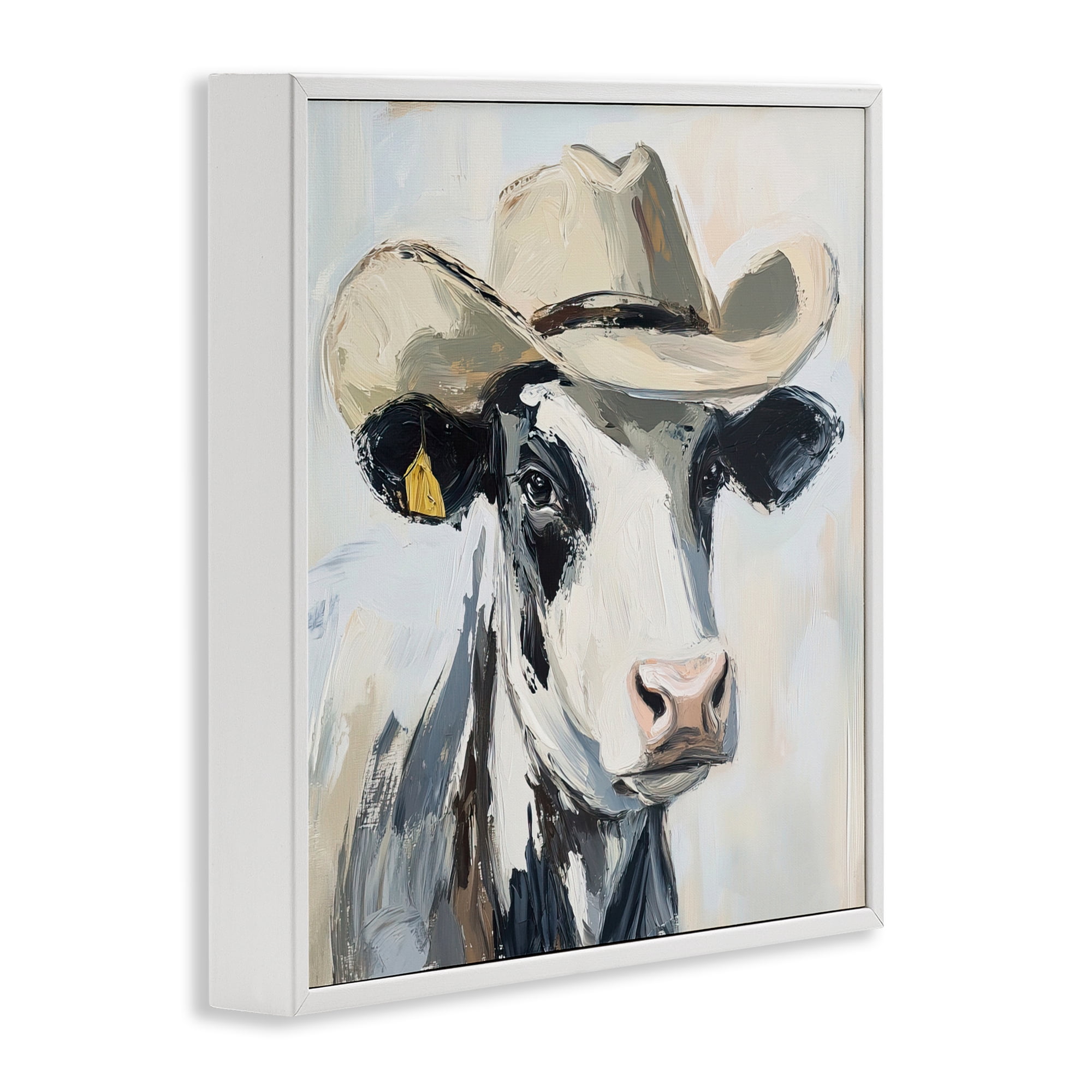 Stupell Industries Cowboy Carl Cow White Framed Giclee Art, design by Tina LeCour