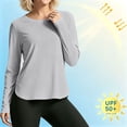 thumbnail image 6 of hotojiny Workout Tops for Women Crewneck Long Sleeve Shirts with Curved Hem UPF 50+ Sun Shirts for Hiking Running Gym Clothes(Gray,XX-Large), 6 of 7