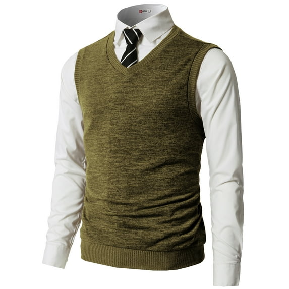 H2H Mens Casual Slim Fit Basic Knitted V-Neck Pullover Sweaters Vest (CMOV042)