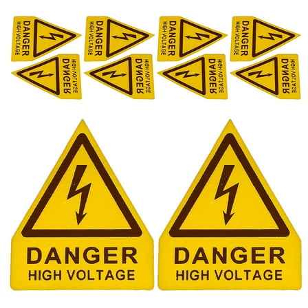 PBPBOX 10pcs Triangle Safety Warning Label Electric Stickers For Workplace