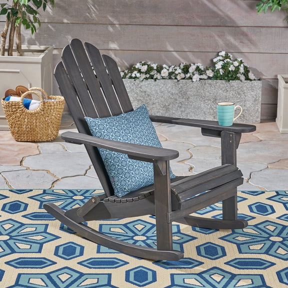 LifeSky Acacia Wood Rocking Chair for Patio: Classic Adirondack Design - Deep Soothing Rocking Motion for Backyard Relaxation - Weather Resistant Outdoor Furniture for Garden & Porch