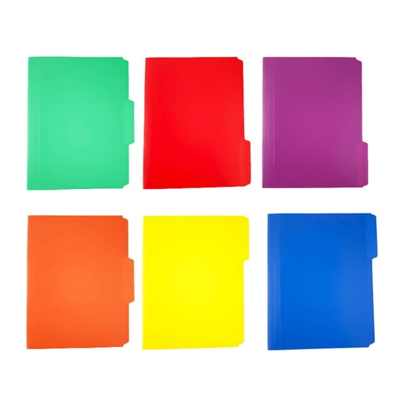 PPKVUFD File Folders, 6 Pack Sturdy File Folders for Filing and Organization, Colored File Folders Home Office S-chool Supplies for Documents Files Paper, 1/3-Cut Tab, 6 Colors