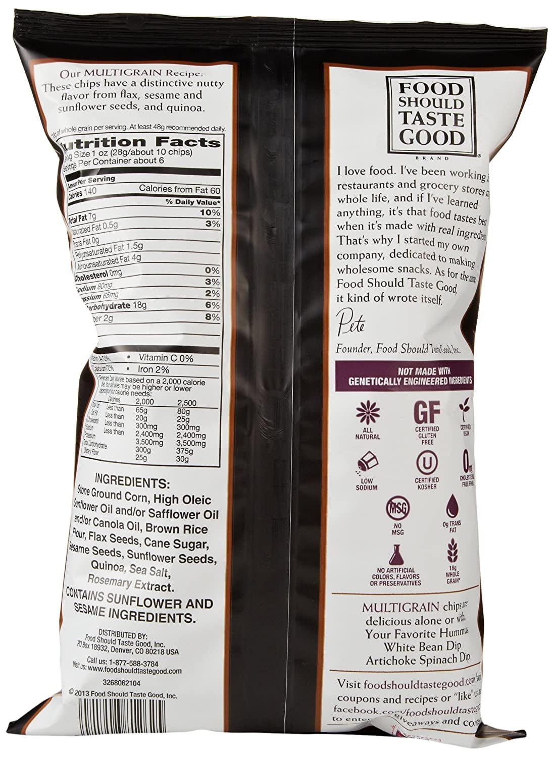 Food Should Taste Good Multigrain Tortilla Chips, 5.5 oz (Pack - 6)