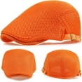 thumbnail image 2 of 2 Pack Men's Breathable Mesh Ivy Cap - Adjustable Newsboy Beret Hat for Driving, Hunting & Outdoor Activities, Irish Cabbie Style Hat, 2 of 7