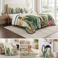 thumbnail image 6 of Twin XL Quilt Set 68''x98'', Vintage Green Cactus Lightweight Bedspread Coverlet Set with 2 Pillow Shams, Spring Floral Watercolor Botanical Breathable All Season Quilt Bedding for Dorm/Guest Room, 6 of 9