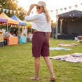 thumbnail image 4 of Cargo Shorts Women Bermuda Shorts Summer Quick Dry High Waisted Long Shorts Drawstring Pull on Knee Length Plus Size Ladies Athletic Hiking Shorts with Pockets Wine XL, 4 of 7