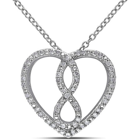 Miabella 1/4 Carat T.W. Diamond Sterling Silver Infinity Heart Pendant, 18