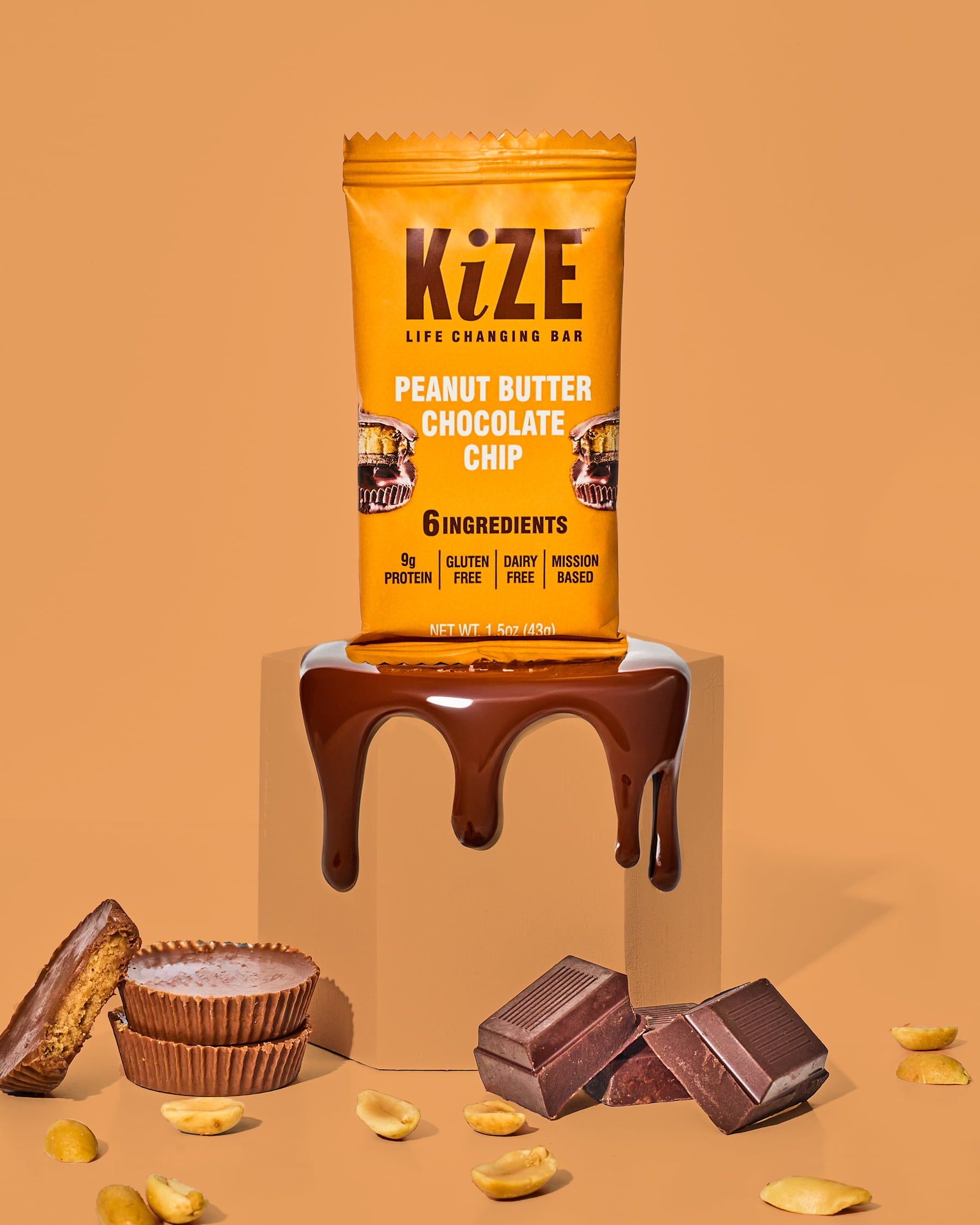KiZE Life Changing Bar, Peanut Butter Chocolate Chip, 1.5 oz bar, 4 ct