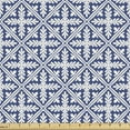 thumbnail image 1 of Folk Fabric by the Yard, Monochrome Pattern with Simplistic Crossed Leafy Branches in Rhombuses, Upholstery Fabric for Dining Chairs Home Decor Accents, Dark Lavender and White by Ambesonne, 1 of 5