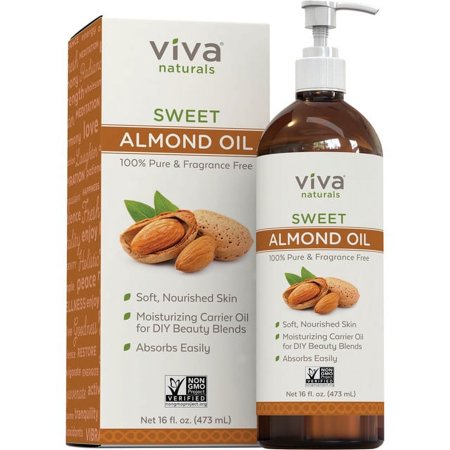 Almond Oil (16 oz); Sweet Almond Oil for Skin or Almond Oil for Hair The Perfect Natural Body Oil for Women Great as Unscented Massage Oil