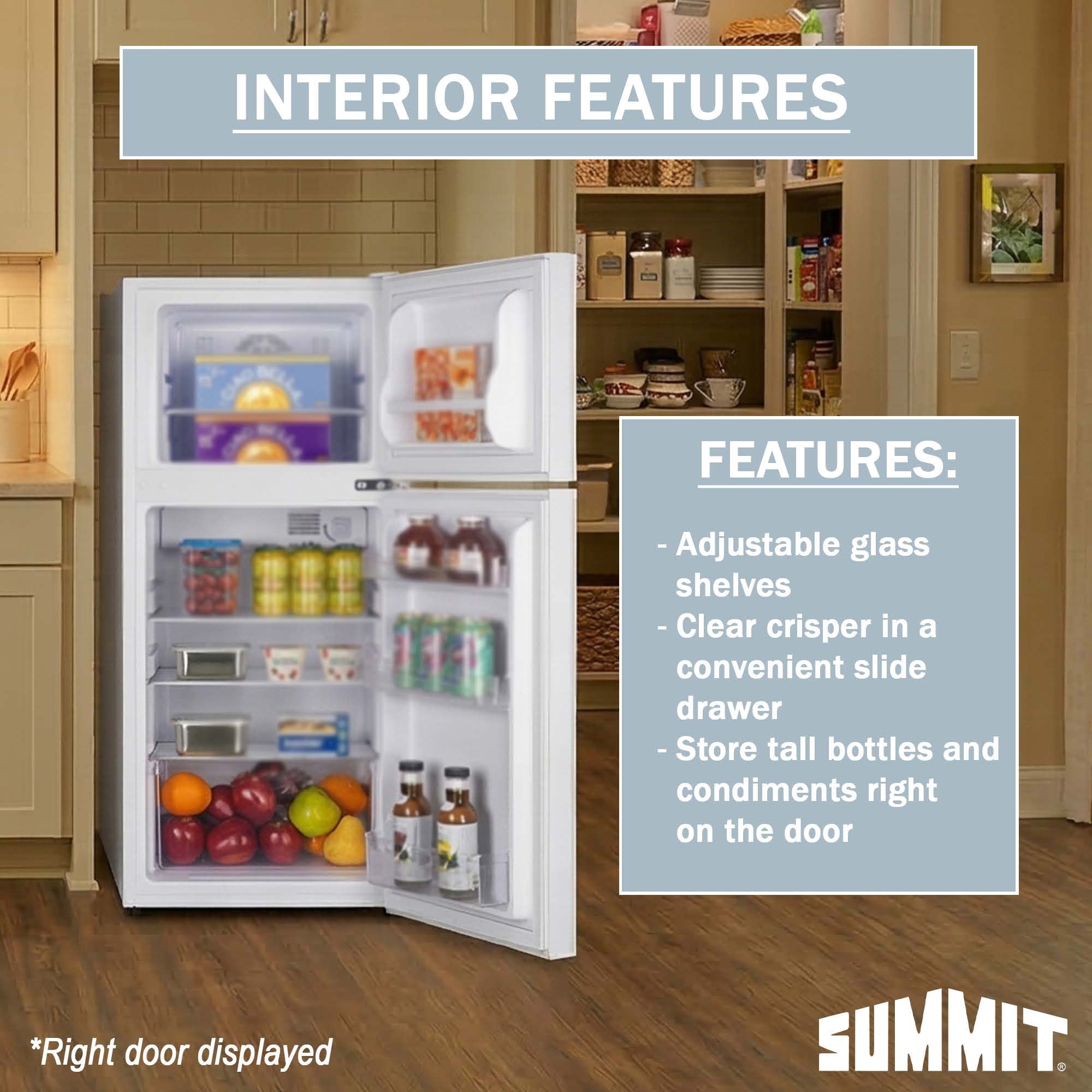 Summit 19 Inch Refrigerator, 4.3 cu.ft. Capacity, Freezer, Undercounter, ADA Compliant, 43” Height, White - FF12LWLHD (Left Handed Door Swing)