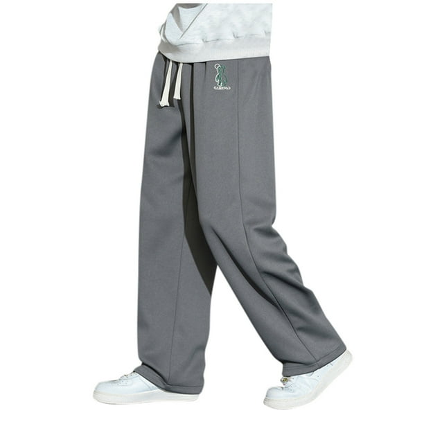 Pantalones de chándal casuales de pierna ancha y recta para hombre, cómodos pantalones de poliéster para estar por casa