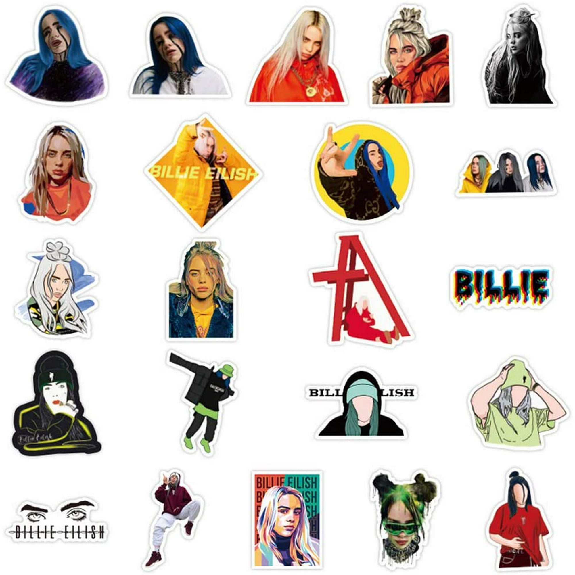 osea singer billie eilish stickers 50 pcs pack waterproof vinyl water bottle computer notebook car skateboard walmart canada
