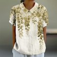 thumbnail image 2 of Blouses pour Femmes, T-Shirt Décontracté Imprimé Mode Manches Courtes Col Poupée Mignon Coton et Lin Blouse, 2 of 5