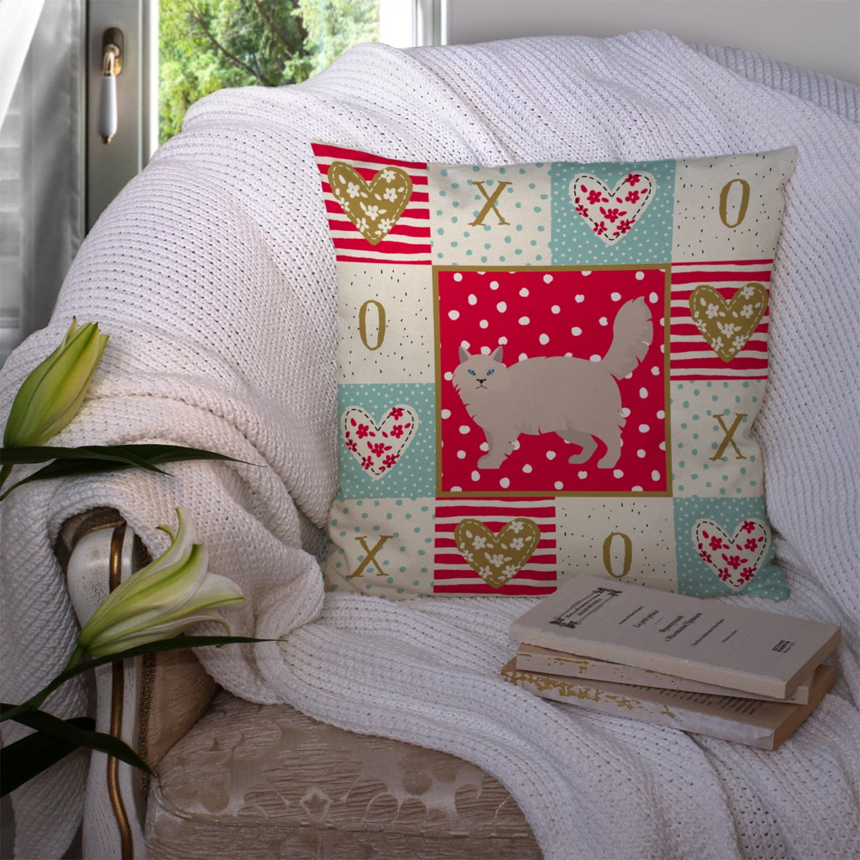 Siberian Forest #2 Cat Love Fabric Decorative Pillow
