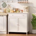 thumbnail image 2 of Crownland 31" Sideboard Buffet Cabinet with Drawer, 2-Door Kitchen Storage Cabinet with Adjustable Shelves, Modern Farmhouse Sideboard, Coffee Bar for Dining Living Room(White), 2 of 16