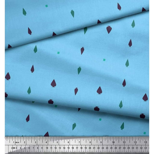Soimoi Blue Satin Silk Fabric Butidar Jamdani Decor Fabric Printed Yard 42 Inch Wide