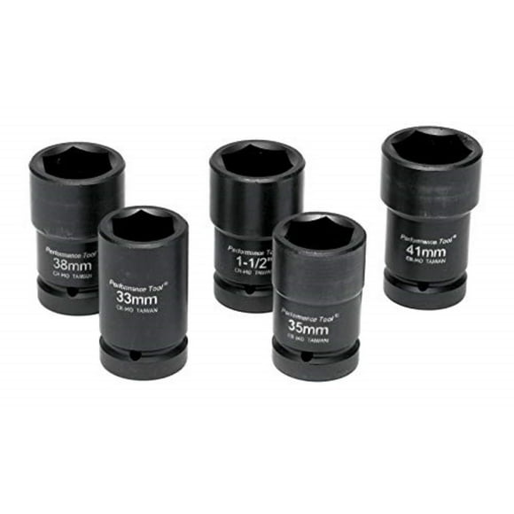 Performance Tool W89315 5pc 1" Dr Budd Wheel Socket Set (Metric and SAE)
