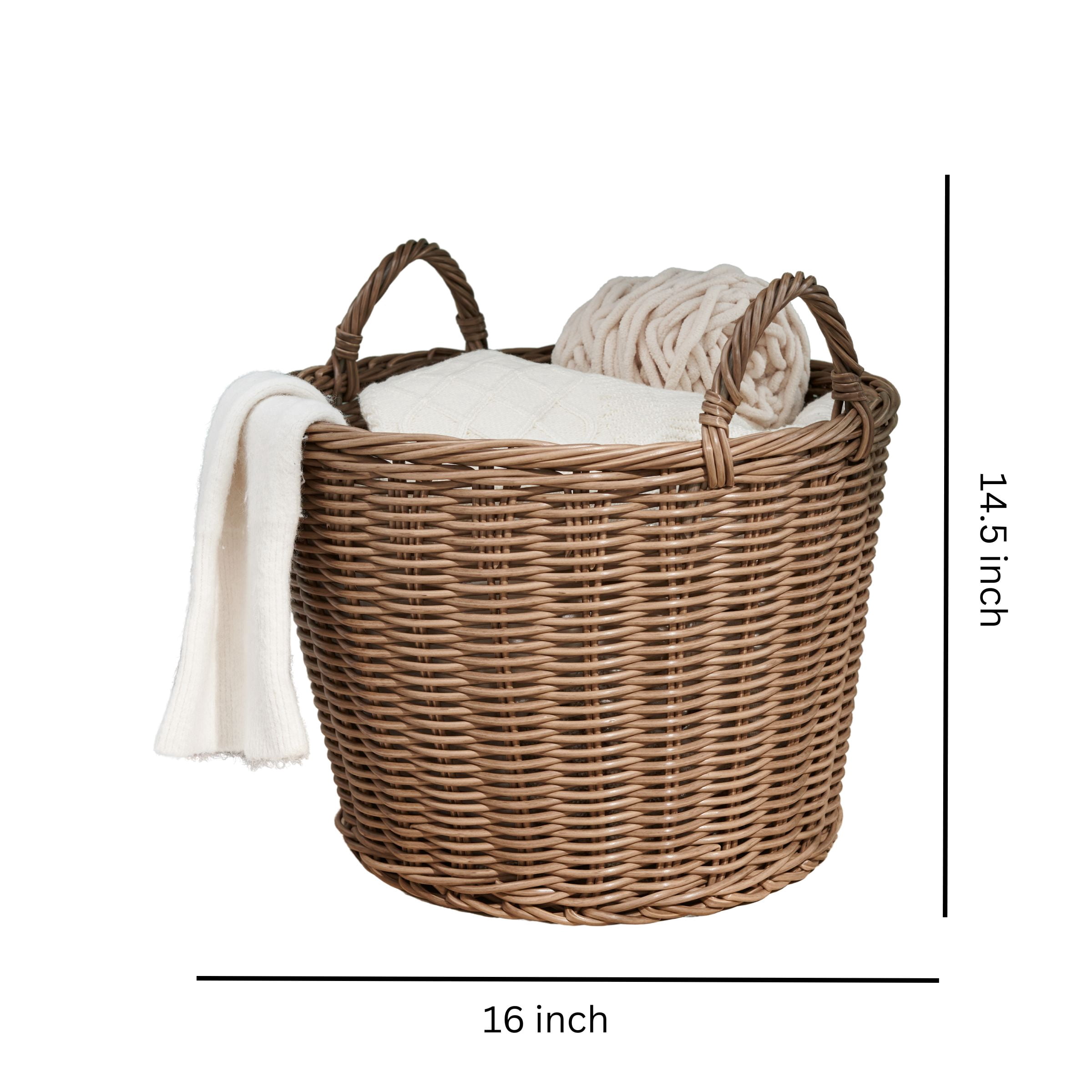 Solhome Joseph Round Cone Resin Wicker Chocolate Brown Basket
