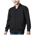 thumbnail image 3 of Wenfanal Toddler Zip Up Hoodie Baby Fleece Jacket Boys Long Sleeved Jacket Comfortable Warm Fashion Casual Zipper Sports Jacket Size 5-6 Years,Black, 3 of 8