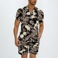 thumbnail image 2 of GERsome Men's Hawaiian 2 Piece Outfits Button Down Short Sleeve Floral Shirts and Shorts Summer Beach Matching Set S-3XL, 2 of 5