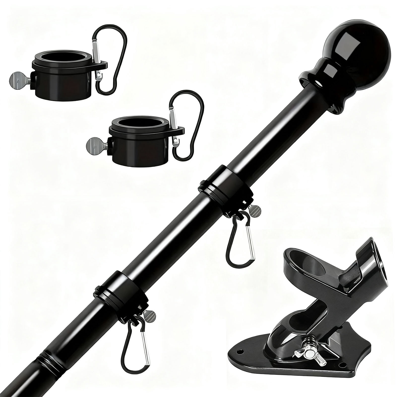Riousery Flag Pole Heavy Duty Carbon Steel Anti Tangling 2 Mounting Angle Adjustable Flag Pole Kit for Outside House 45 inches / 114.3 cm[cite: 1]