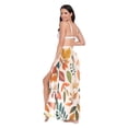 thumbnail image 3 of FORMRS Womens Long Sarong Beach Wrap Semi-Sheer Bikini Skirt Bathing Swimsuit Cover Up, Beige Retro Leaves, 3 of 7